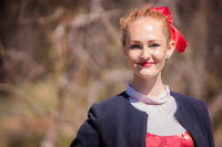 На празднике.